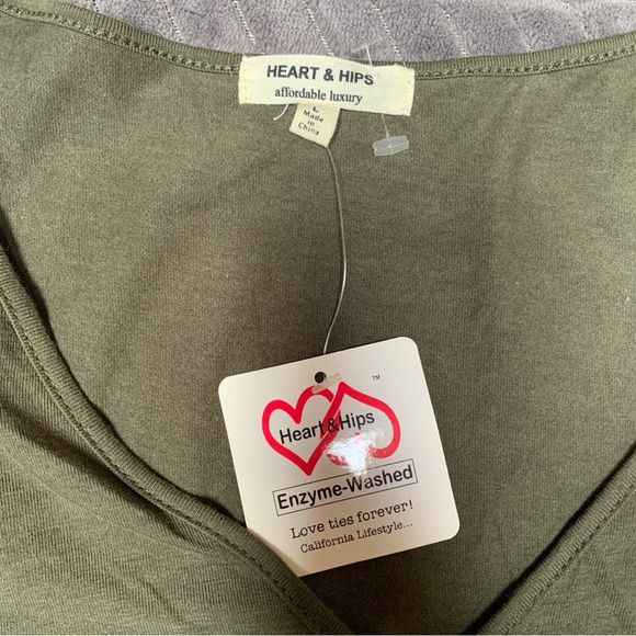 Heart & Hips Shirt Womens Large Olive Green Long Sleeve Top Cinch Drawstring - Picture 6 of 11